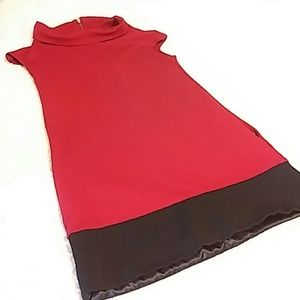Cap sleeve black and red dress
